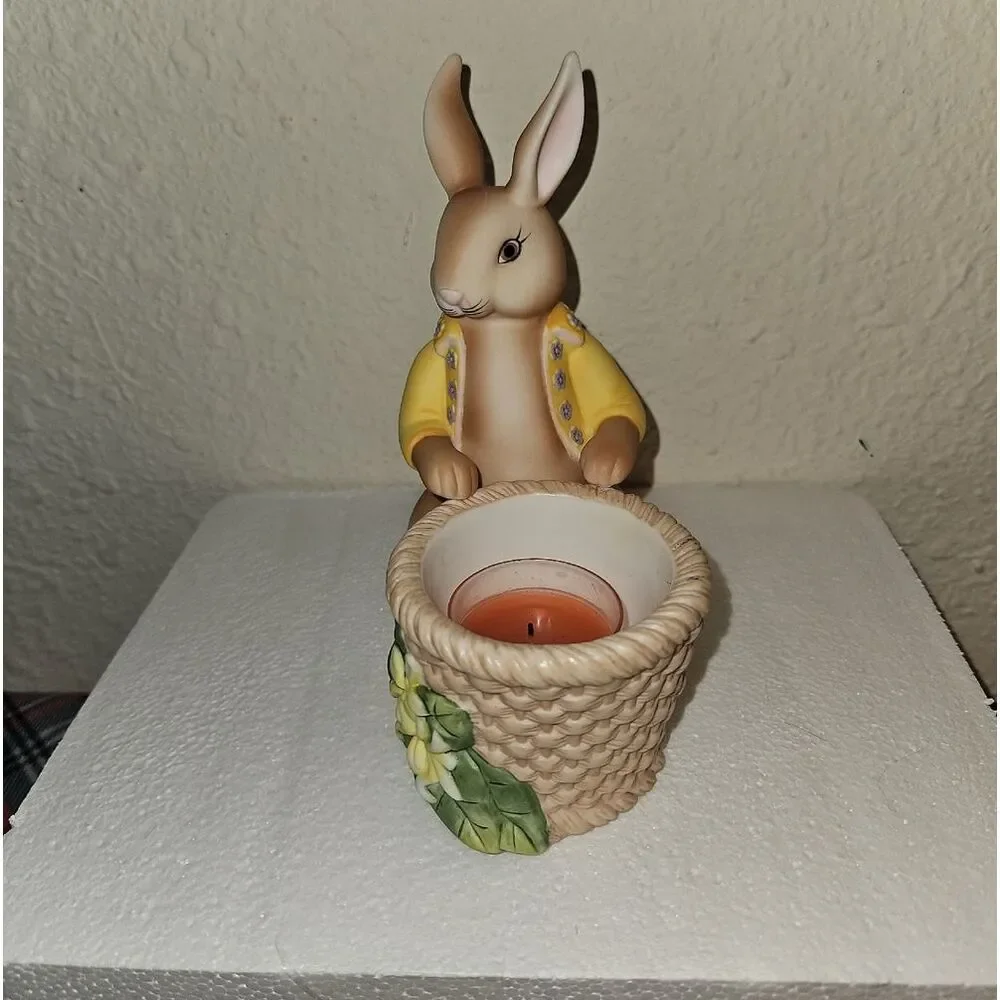 PartyLite Easter Bunny Bertie & Bea Votive Candle Holder Holiday Table Decor Set